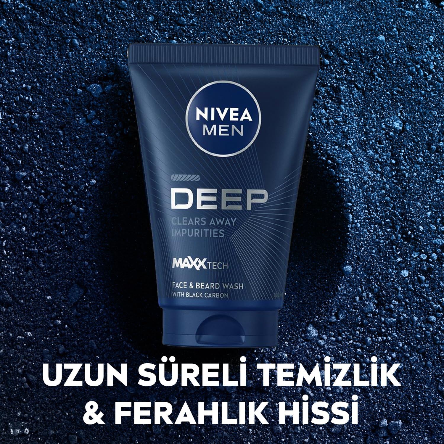 NIVEA MEN Erkek Yüz ve Sakal Temizleme Jeli Deep Dimension 100 ml,Nemlendirici,Yağ Arındırıcı,Aktif Karbon,Gün Boyu Ferahlık