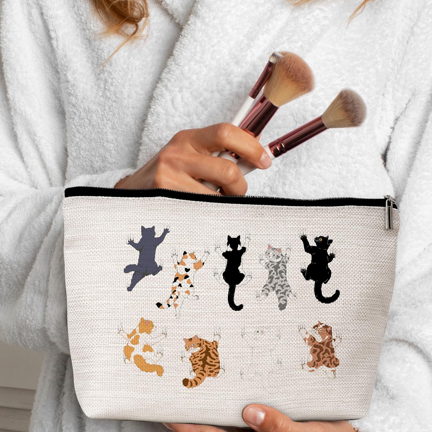 GREOXG Funny Cats Makeup Bag, Small Travel Cosmetic Bag with Zipper, Cute Makeup Pouch Gift Ideas for Women Teen Girls Friends Mom Sisters Teacher Birthday Christmas Wedding Graduation-E08 image 5