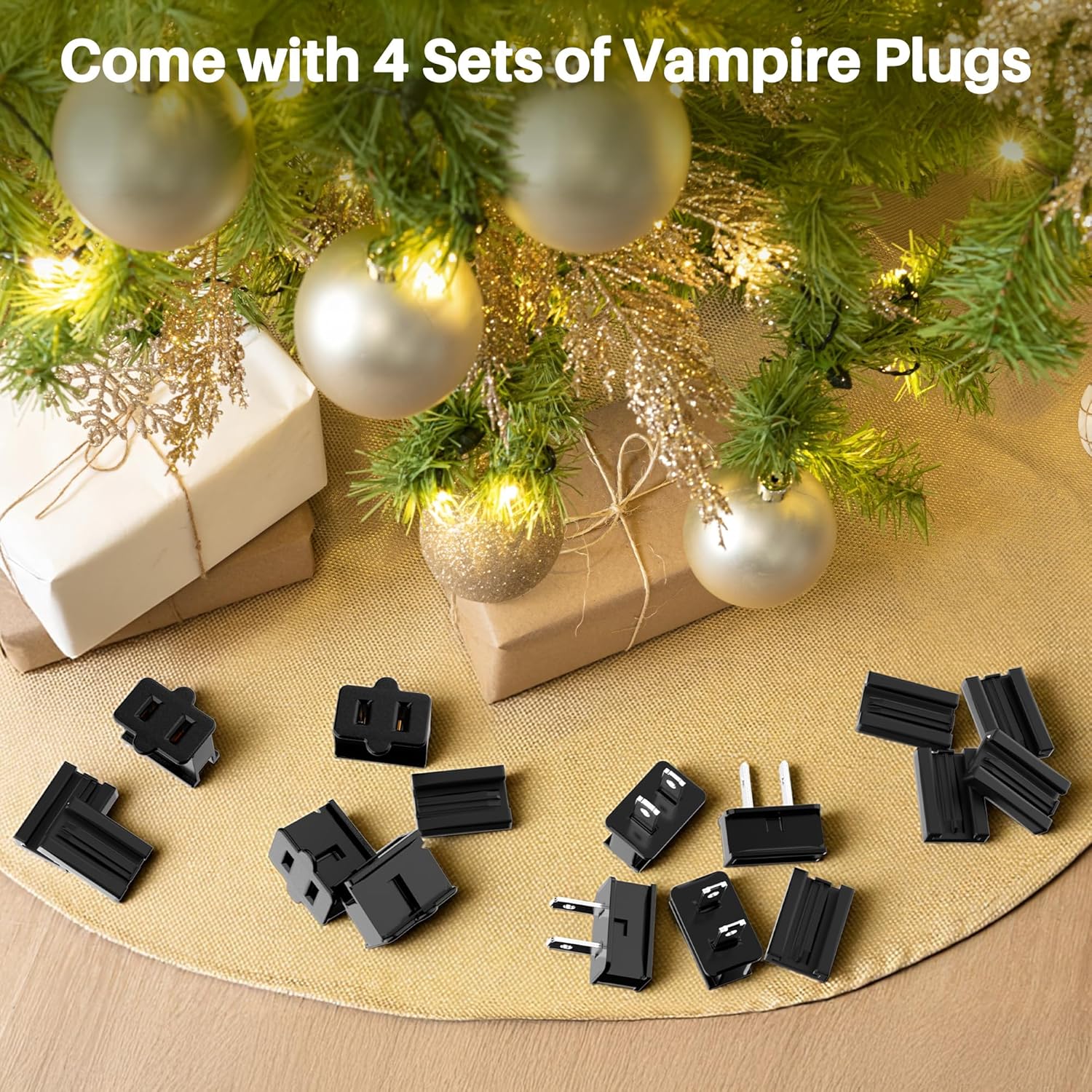 SPT-2 18 Gauge 2 Conductor Electrical Wire100FT, Lamp Extension Cable, Residential Outdoor Commercial Industrial, Halloween Christmas LED Lighting Strips, Includes 4 Sets of Vampire Plugs, UL Listed