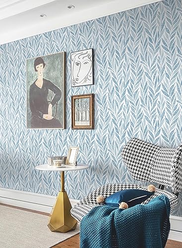 Miniatura 7 de Safiyya Papel tapiz autoadhesivo para despegar y pegar, papel de contacto bohemio moderno para dormitorio, papel tapiz azul y blanco, rollo de