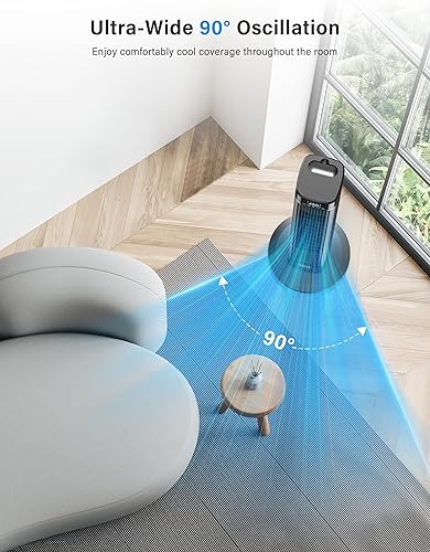 Miniatura 4 de JRD Ventilador de torre, ventiladores oscilantes de 90 con control remoto, ventilador de enfriamiento silencioso de 40 pulgadas con 3 velocidades, 4