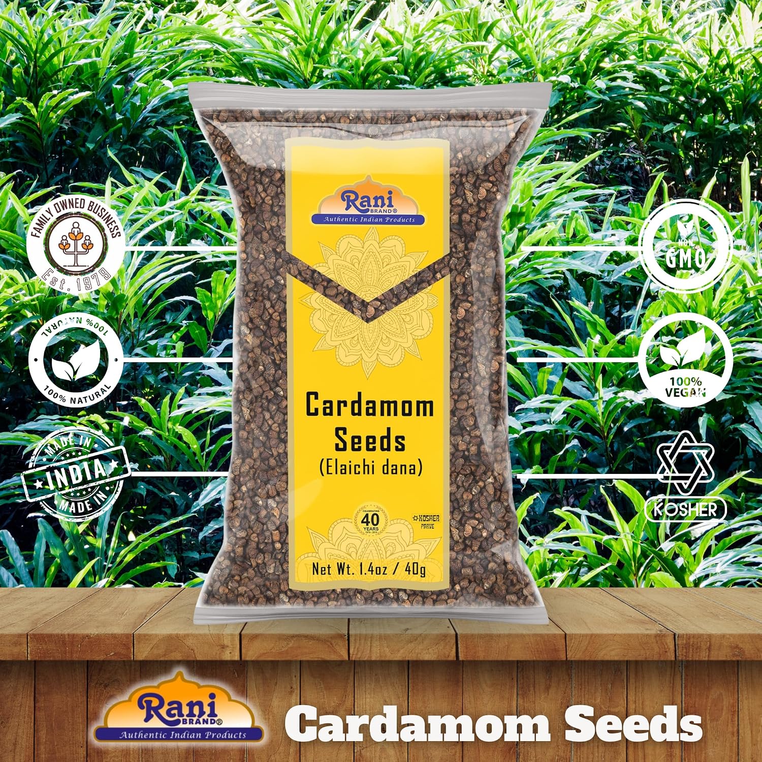 Rani Cardamom (Elachi) Decorticated Seeds Indian Spice 1.4oz (40g) ~ All Natural | Vegan | Gluten Friendly | NON-GMO | Kosher | Indian Origin image 5