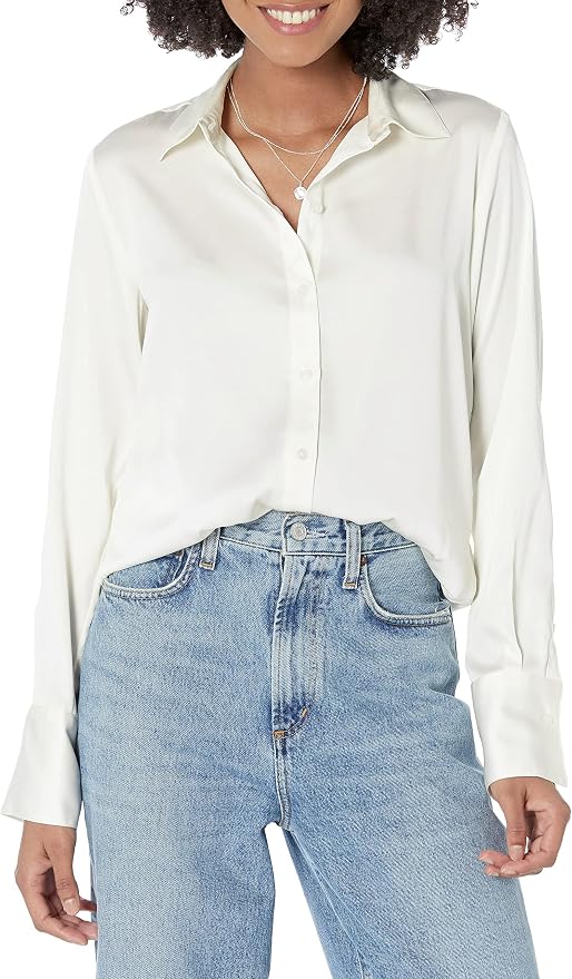 Amazon Essentials · Satin button-down blouse