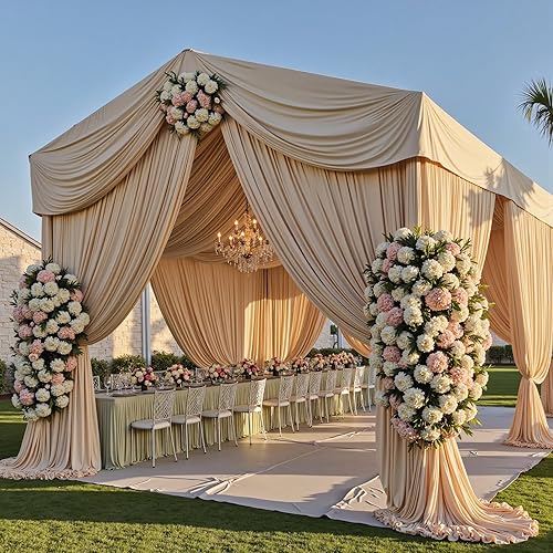 Miniatura 10 de PartyVillage - Cortina de techo negra de 60 x 20 pies para bodas, 12 paneles sin arrugas, 20 pies de largo, cortinas drapeadas para bodas, Negro