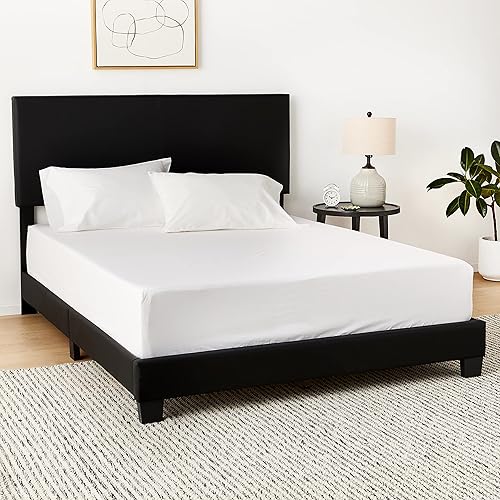 Miniatura 99 de Boyd Sleep Milan - Marco de cama de lino negro con plataforma totalmente tapizada con cabecero ajustable, base o somier calificado para su uso Negro