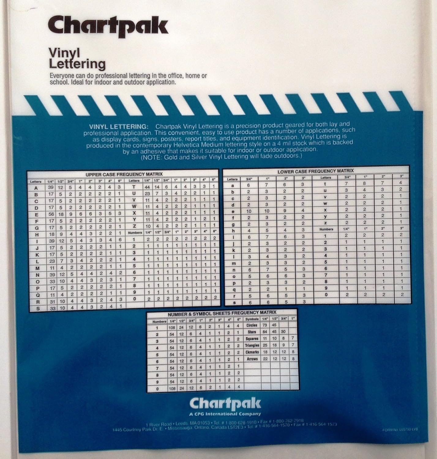 Chartpak 1.5-inch Black Stick-on Vinyl Letters & Numbers (01040), 3 PACKS