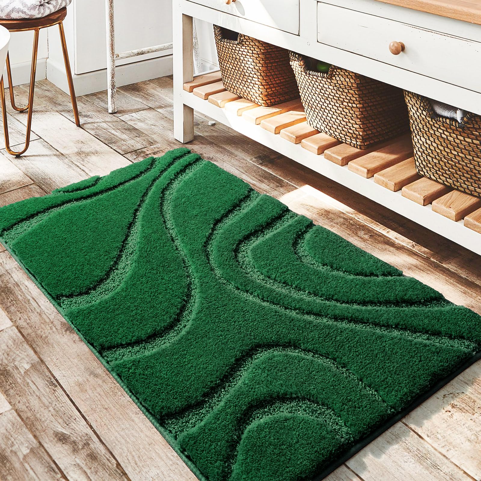 DEXDE Bathroom Rugs Mat,Soft Plush Shaggy Microfiber Bath Rug,Non Slip Bath Mats for Bathroom Floor,Machine Washable Absorbent Carpet for Shower Tub,