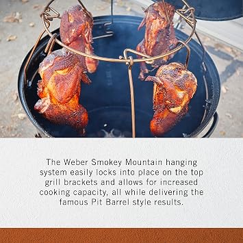 Pit Barrel Cooker Hanging System for 18 Inch Weber Smokey Mountain | Increased Cooking Capacity Hooks | Achieve Pit Barrel Style Results | Compatible Only with 18 Weber Smokey Mountain | Made in USA | Increased Cooking Capacity Hooks, Achieve Pit Barrel Style Results, Compatible Only with 18 Weber Smokey Mountain