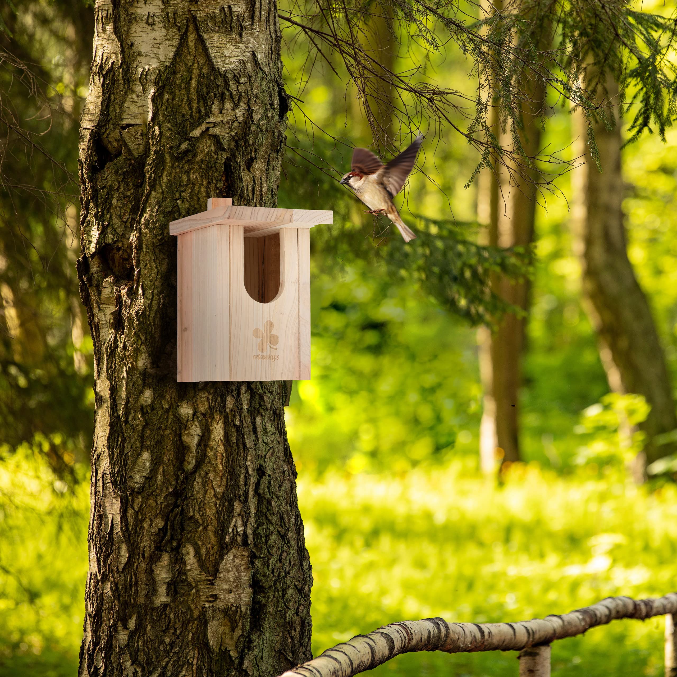 Relaxdays Nistkasten Halbhöhlenbrüter - Vogelhaus Aus Tannenholz 36cm