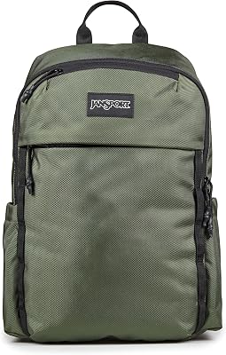 designer travel backpack detachable daypack jansport Good Latitude Pack 40L featuring tightly woven ripstop canvas and a full leather bottom embossed with the JS logo JanSport Unisex Cross Town Plus
