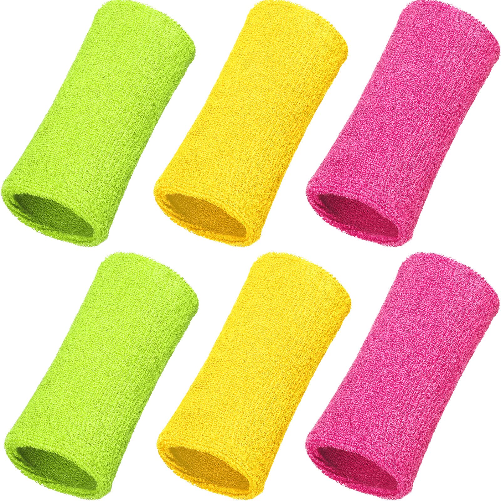 Willbond 6 Inch Elastic Sport Bracelet for Sports (Hot Pink Red, Neon Yellow, Light Yellow)