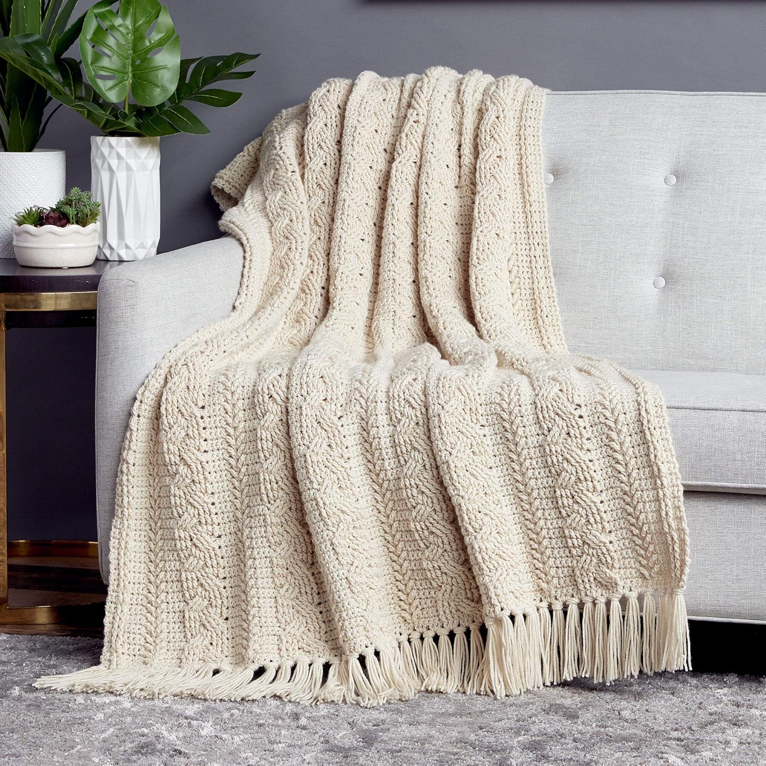 Noyiyu Caron One Pound Yarn - 2 Pack with Pattern Cards in Color (Off White)