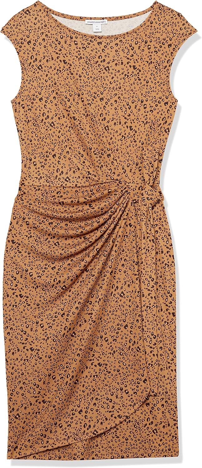 Amazon Essentials Women's Cap Sleeve Boat-Neck Faux Wrap Dress - Image 6