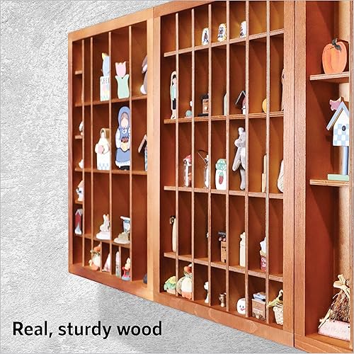 Miniatura 5 de Old & Bold Bandeja de madera para impresoras Knick Knack Shelf - Pantalla personalizable para baratijas