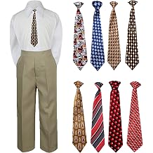 3pc New Born Baby Boy Teen Formal Dress Khaki Pants Shirt Necktie Sm-7