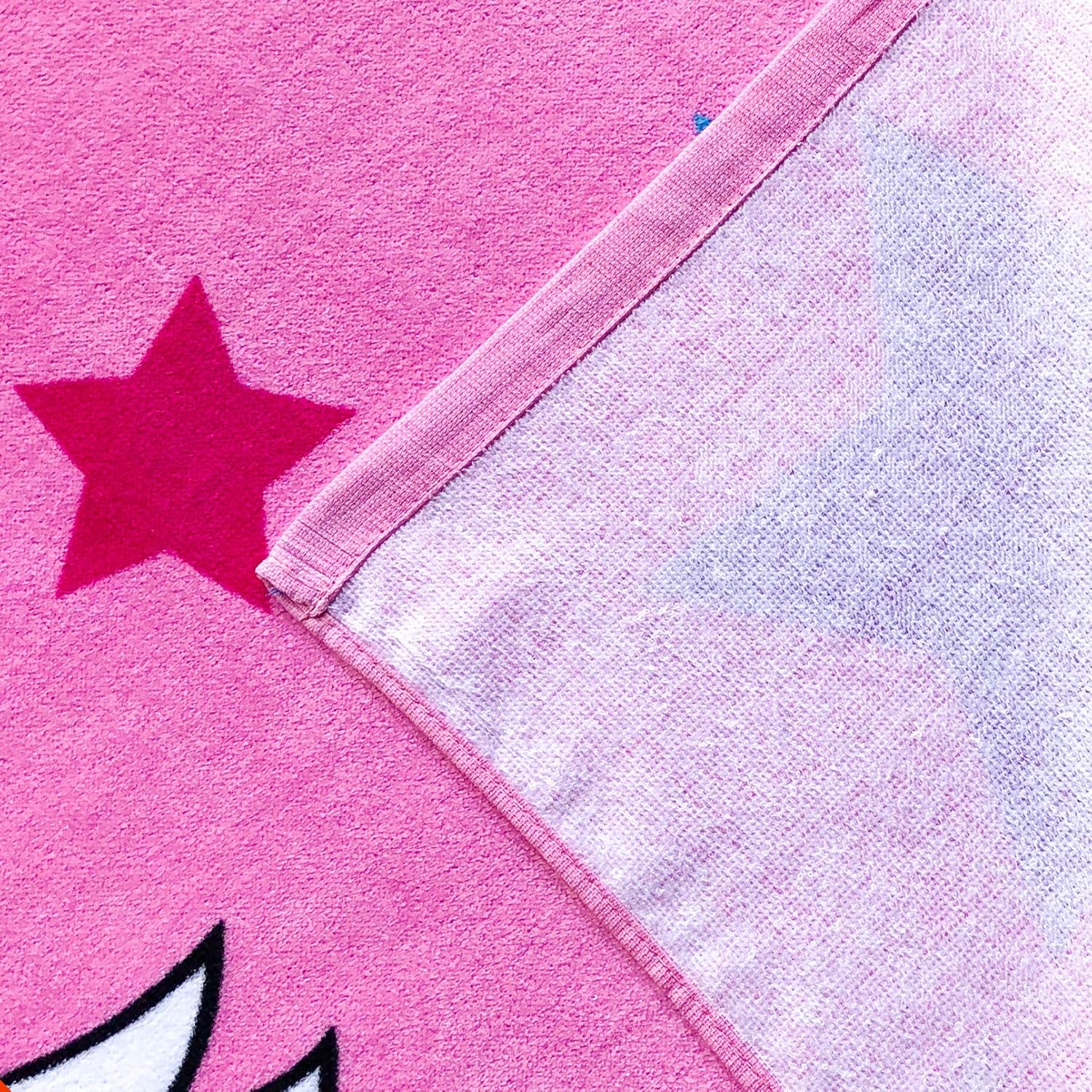Beachland Personalized Unicorn and Stars Beach Towel 30 x 60 inch 100% Cotton Rainbow Colors (Custom Pink Unicorn)