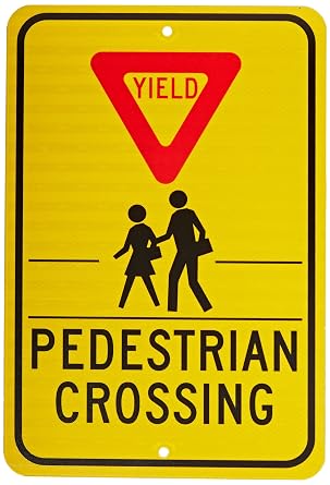 NMC TM169J Traffic Sign, Legend "PEDESTRIAN CROSSWALK" with YIELD Graphic