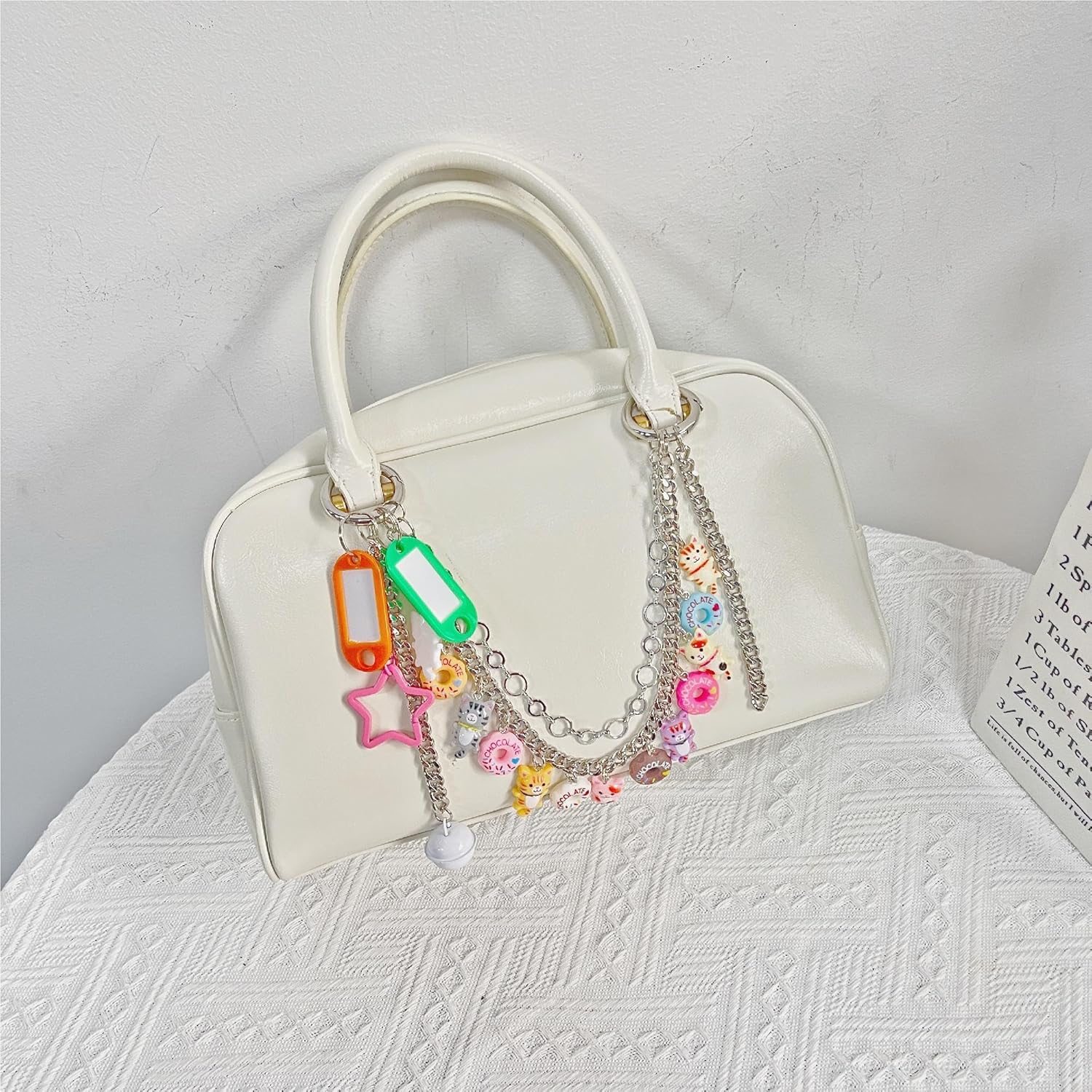 QTMY Cute Doughnut Cat Chain Bag Charms for Handbag Purse Backpack Accessories for Bogg Bag Keychain,673 - Image 9