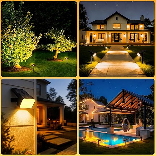 Miniatura 7 de Focos solares para exteriores, 10 unidades118 LED 4 modos de encendido y apagado automático, focos solares de paisaje, IP67 impermeables, luces de