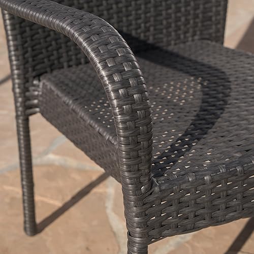 Miniatura 5 de Christopher Knight Home Cooper - Juego de comedor apilable de mimbre para exteriores con mesa y banco de madera de acacia, juego de 6 piezas, color