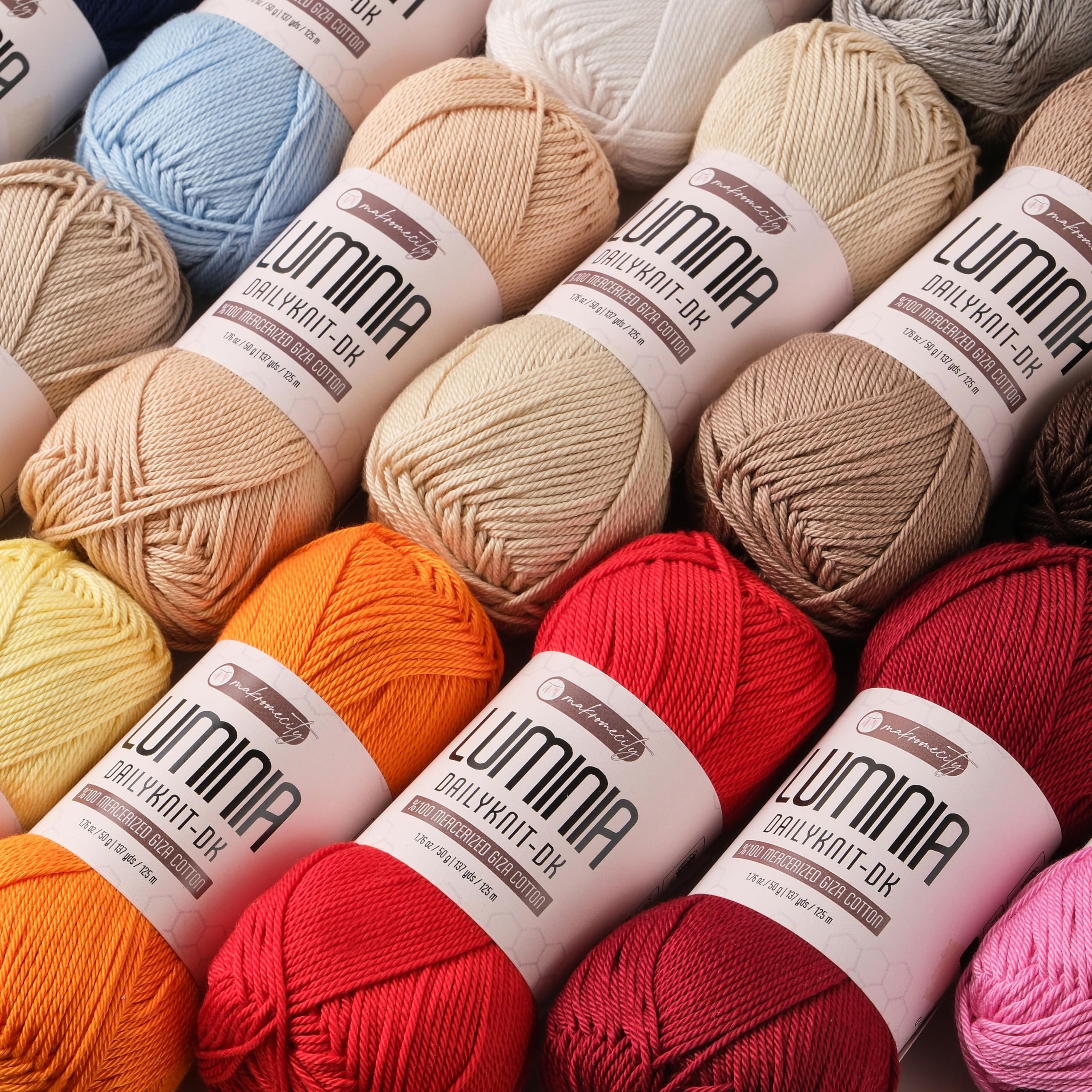 Makromecity Luminia Mercerized Giza Cotton Yarn, Lightweight #3 DK Yarn for Knitting & Crochet, 50g/137yd, Soft Silky Shine Perfect for Summer Garments, Tops & Baby Projects (Sugar Pink, 1 Skein) - 4
