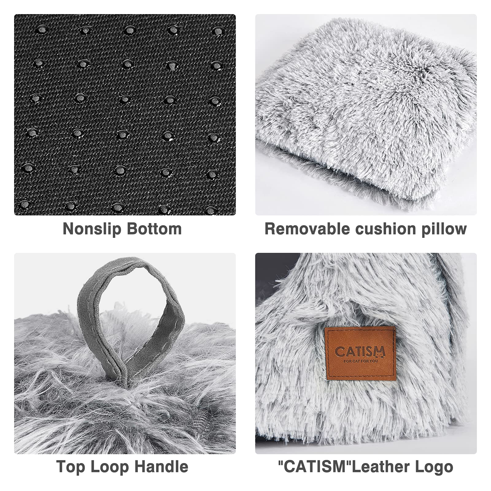 CATISM cuccia gatto, cuccia gatto interno, cuccia per gatti cuccia gatto chiusa, cucce per gatti da interno, cuccia per gatti da interno, igloo gatto casa gatto rimovibile e lavabile (Grigio)