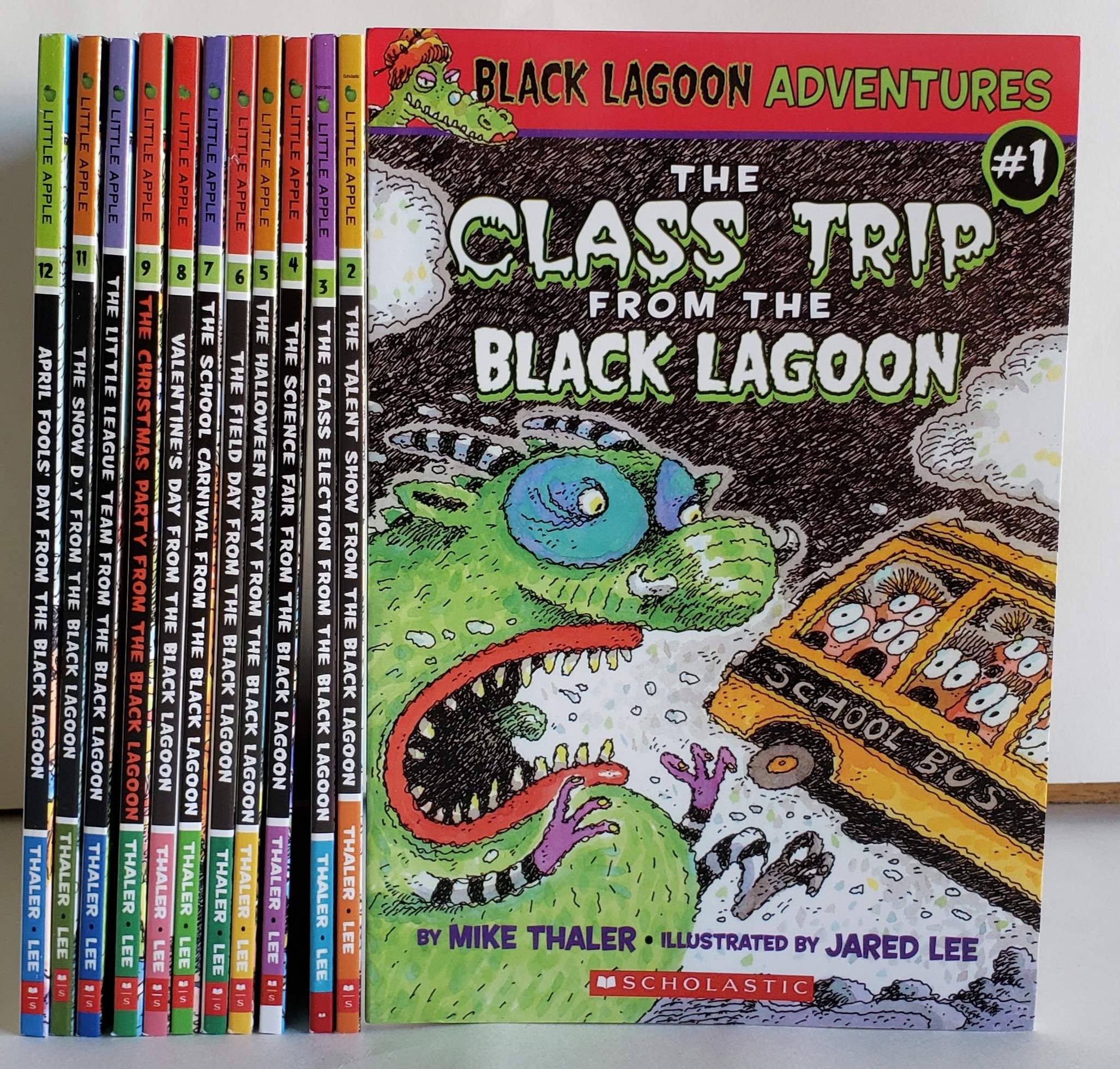 Black Lagoon Book Set 1-10;Class Trip,Talent Show,Class Election,Science Fair,Halloween Party,Field Day,School Carnival,Valentine's Day,Christmas Party,Little League Team Paperback – January 1, 2010