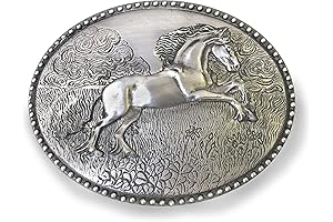 Evilla Vaquera Adorned Frolicking Friesian Horse Western Belt Buckle