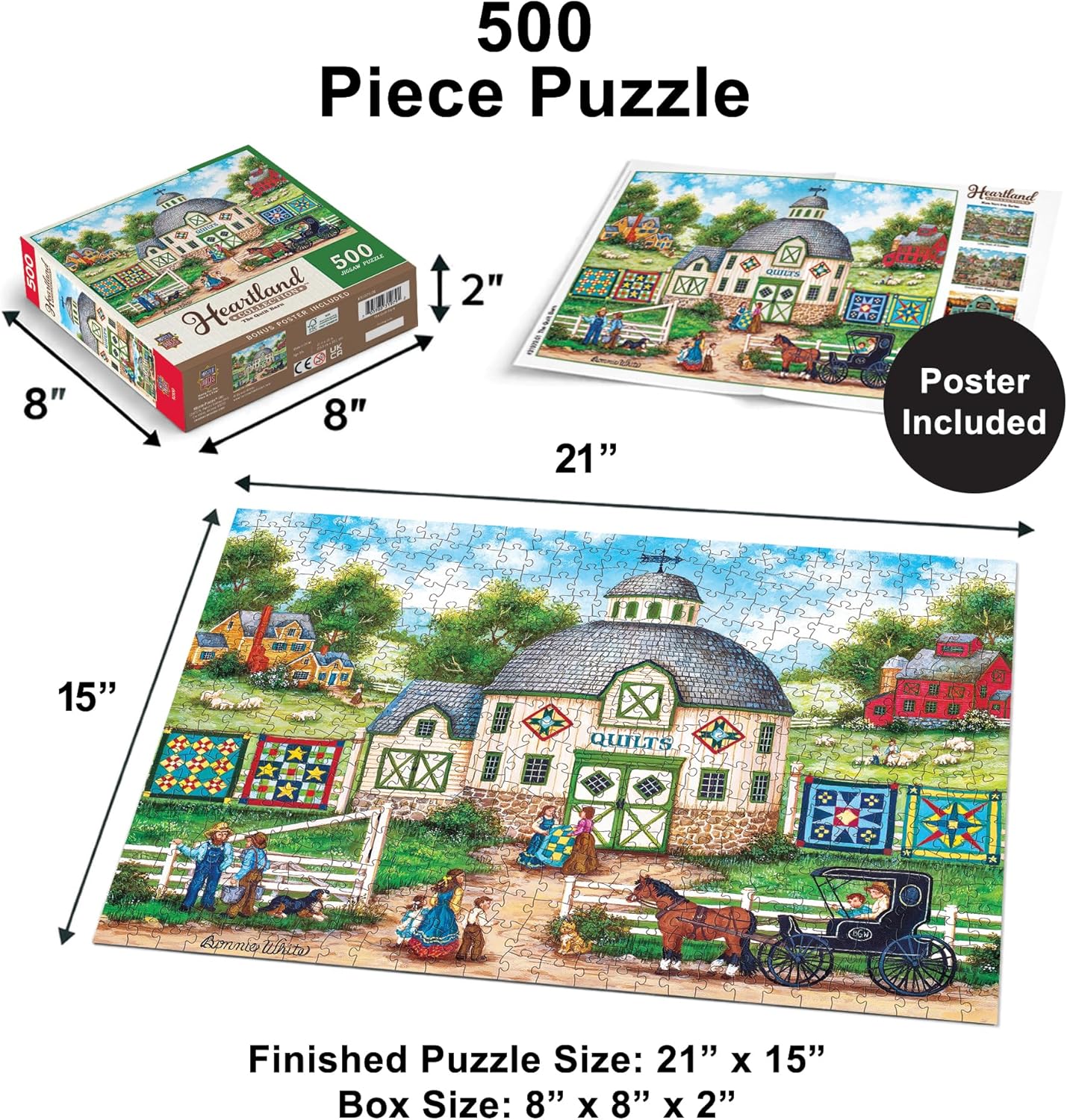 MasterPieces - 550 Piece Jigsaw Puzzle, The Quilt Barn, Fun for Adults, Family, Kids, 18" x 24"