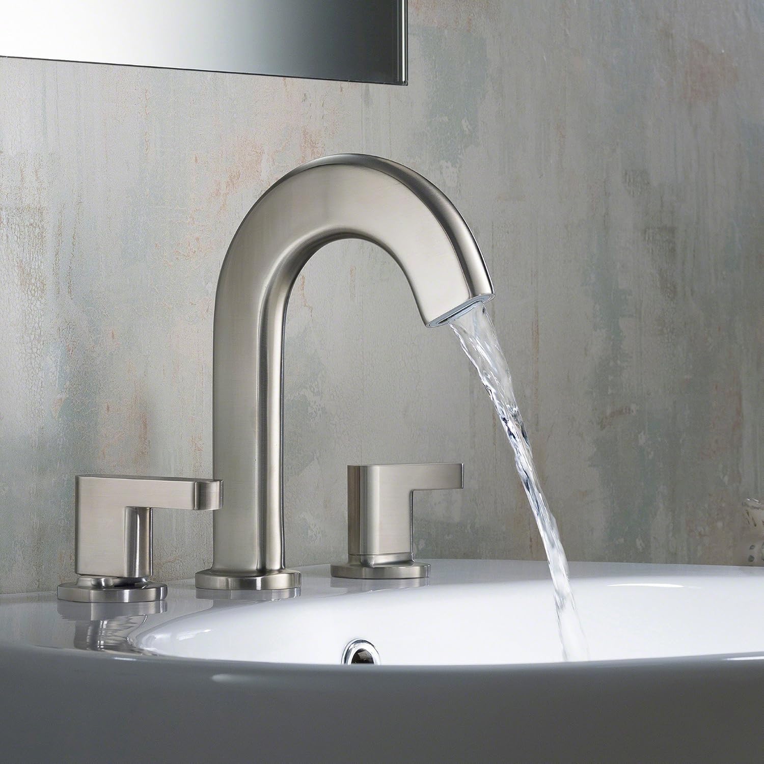 KRAUS Ino™ Two Handle 8 Inch Widespread Bathroom Faucet with Custom Laminar Flow in Brushed Nickel Finish, KEF-15703BN