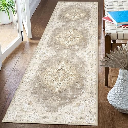 Miniatura 213 de MUJOO - Alfombra de 8 x 10 pies para sala de estar, grande, lavable, bohemio, para dormitorio, antideslizante, abstracto, suave, de pelo corto