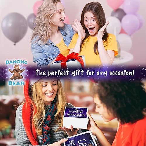 Miniatura 5 de DANCING BEAR Juego de regalo de cristales curativos del zodiaco Géminis (14 unidades) 9 piedras, collar de constelación chapado en oro de 18