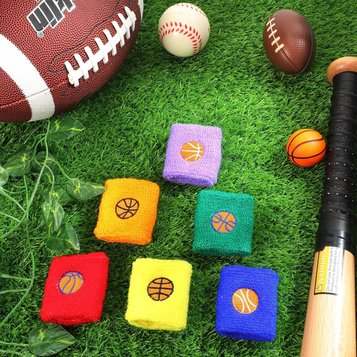 36 Pieces Sports Wristbands for Kids Colorful Baseball Wrist Sweatbands Acrylic Yarn Wrist Bands Sweat Bands for School Students Sports Basketball Birthday Party Favors Supplies, 6 Colors - Image 7