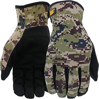 CatÂ® CAT012270 Touchscreen Compatible Padded Palm Gloves â€“ Large, Spandex Back Gloves w/ Digital Camo Design, Padded Knuckle, Shirred Elastic Wrist