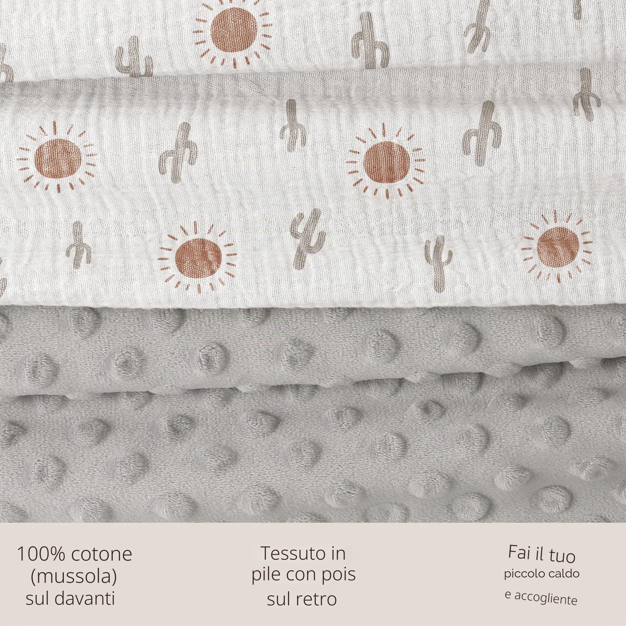 Bearmoss - Coperta per neonati in cotone, morbida coperta per gattonare per bambini, lenzuola in musselina per neonati, per bambini piccoli, ragazza e ragazzo, 70x100cm (Sole)