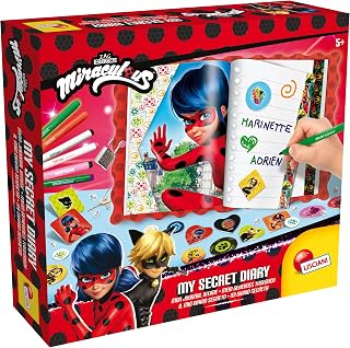 Lisciani - MIRACULOUS Ladybug - Mi Diario Secreto - Diario Personalizable con Candado - Manualidades a partir de 4 años - Incluye Rotuladores, Pegatinas y Accesorios - Fabricado en Italia