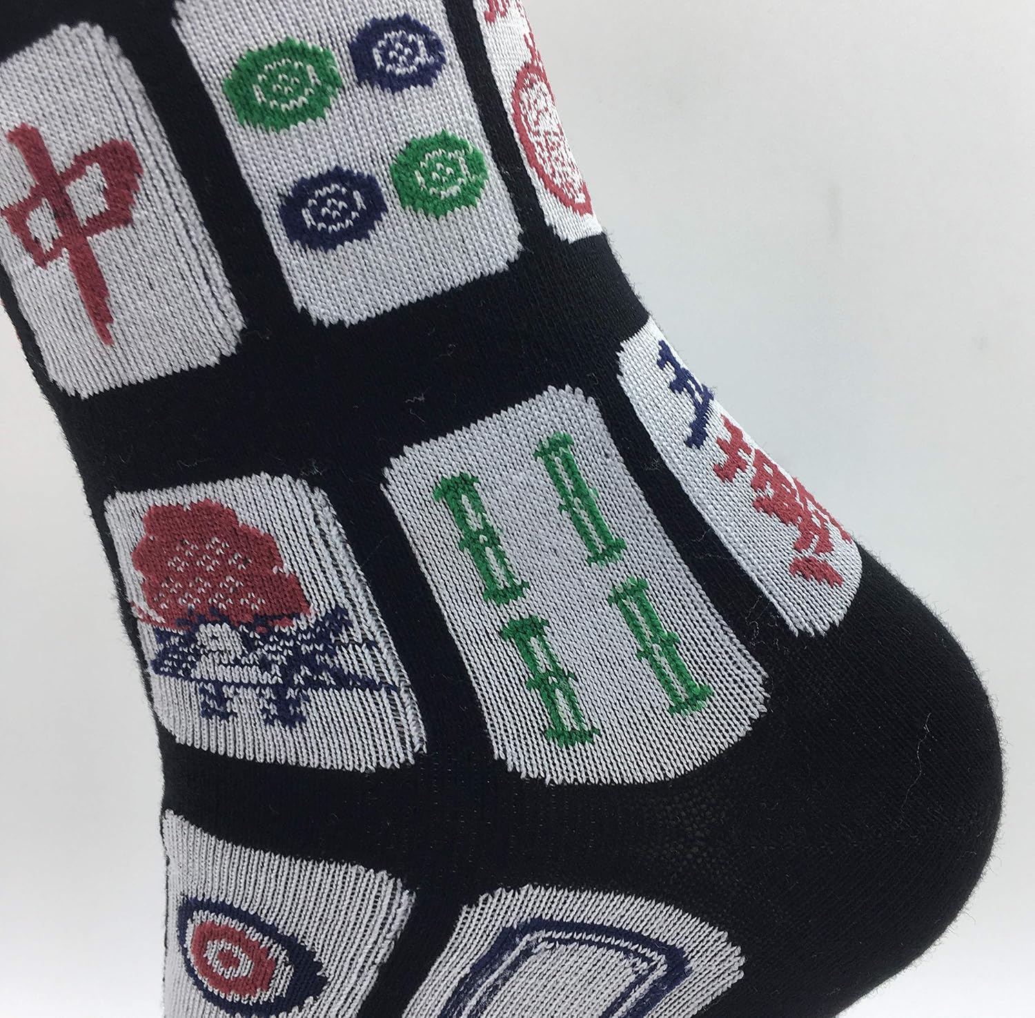 Creative Mah Jong Print Novelty Cotton Crew Socks 3 Pairs for Men Women image 5