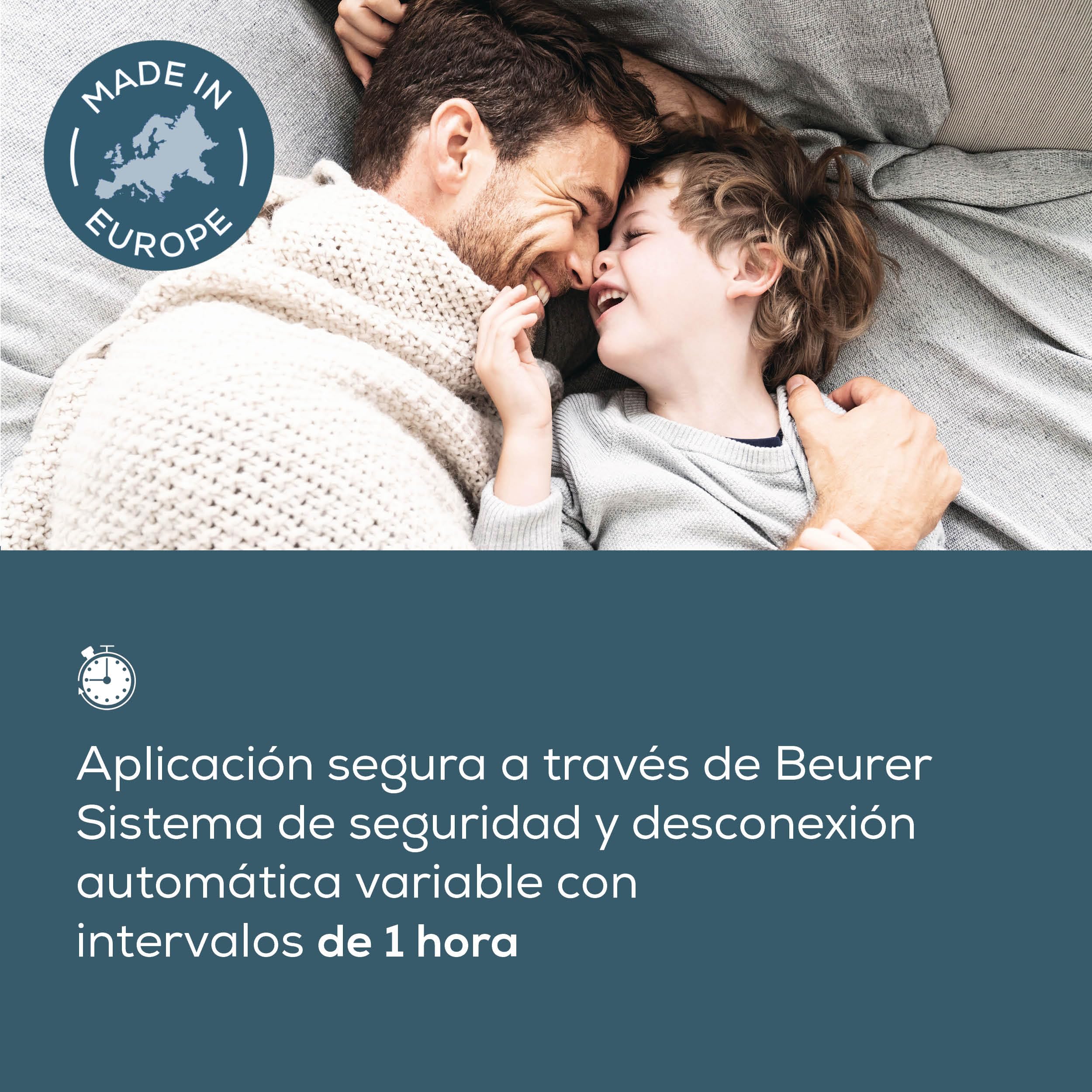 Beurer UB 101 Cosy manta térmica para cama, para cama individual 198 × 92 cm, 2 zonas de calefacción, 9 niveles de temperatura, apagado automático, modo ECO, lavable