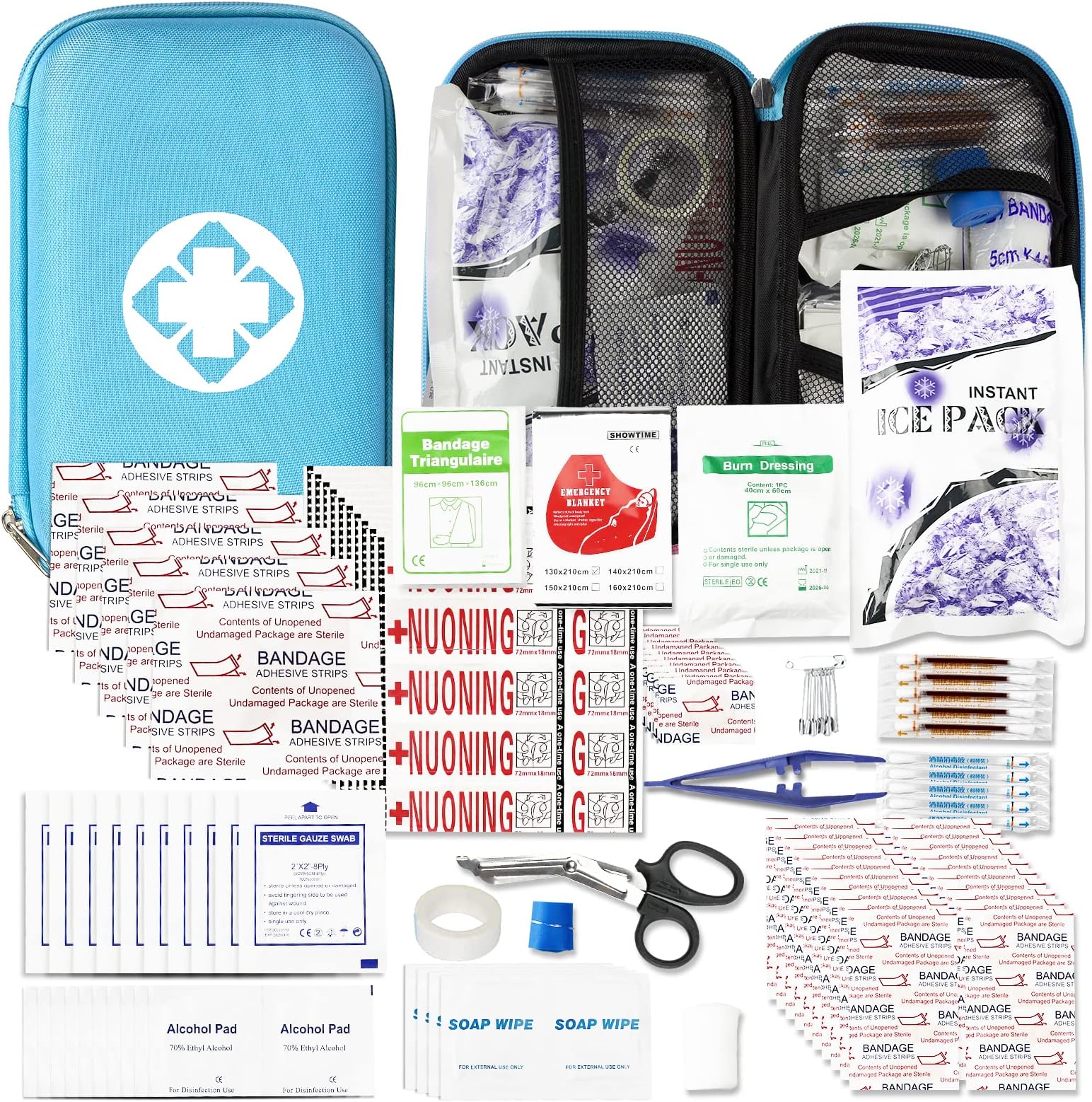 Blue Travel First Aid Kit Supplies for Business Backpacking Essentials