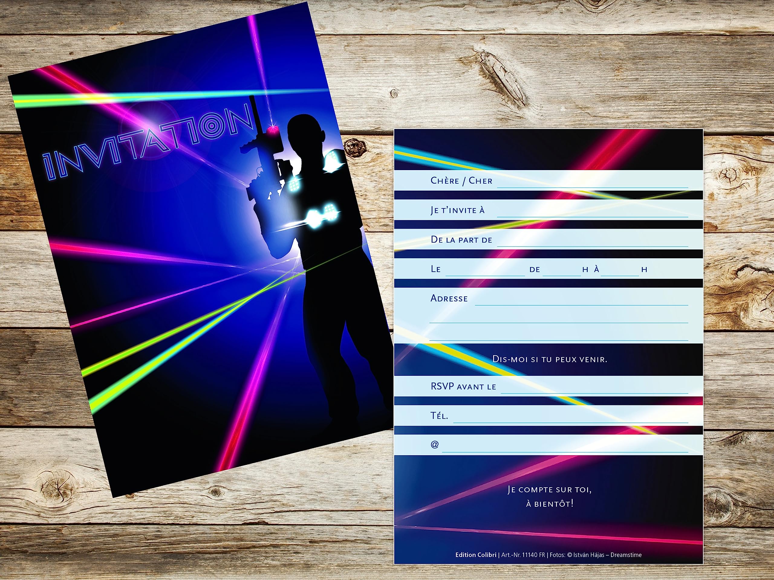 Lot 10 Cartes Invitation Anniversaire Sabres Laser Star Wars - Edition Colibri Français