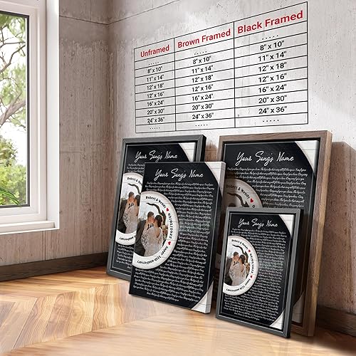 Vista 224 de H-DEWALL Letras de canciones personalizadas con marco, arte de pared musical personalizado para él, decoración sentimental y regalo inspirador