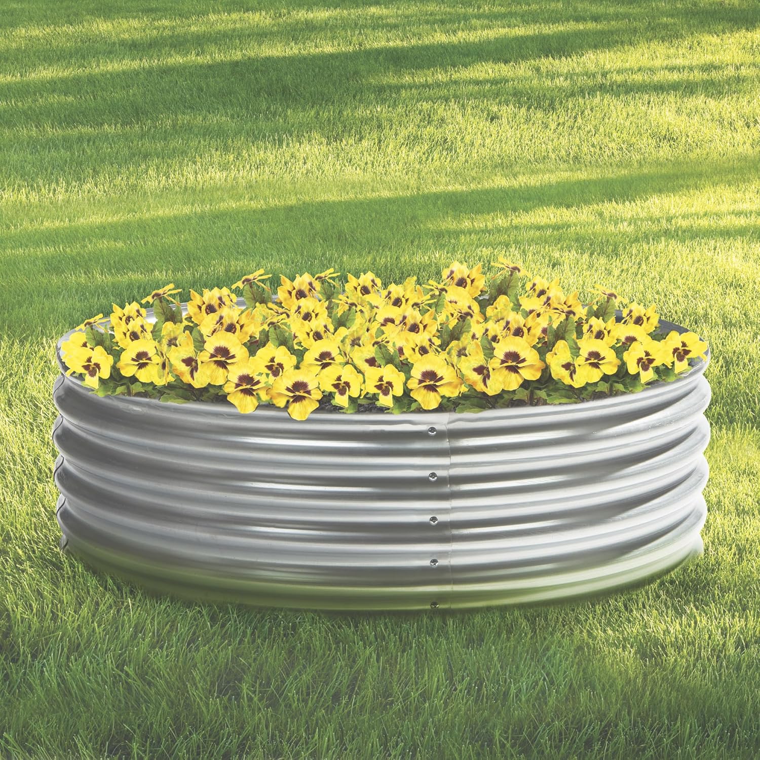 Galvanized Steel Round Raised Garden Bed — 4ft. x 12in