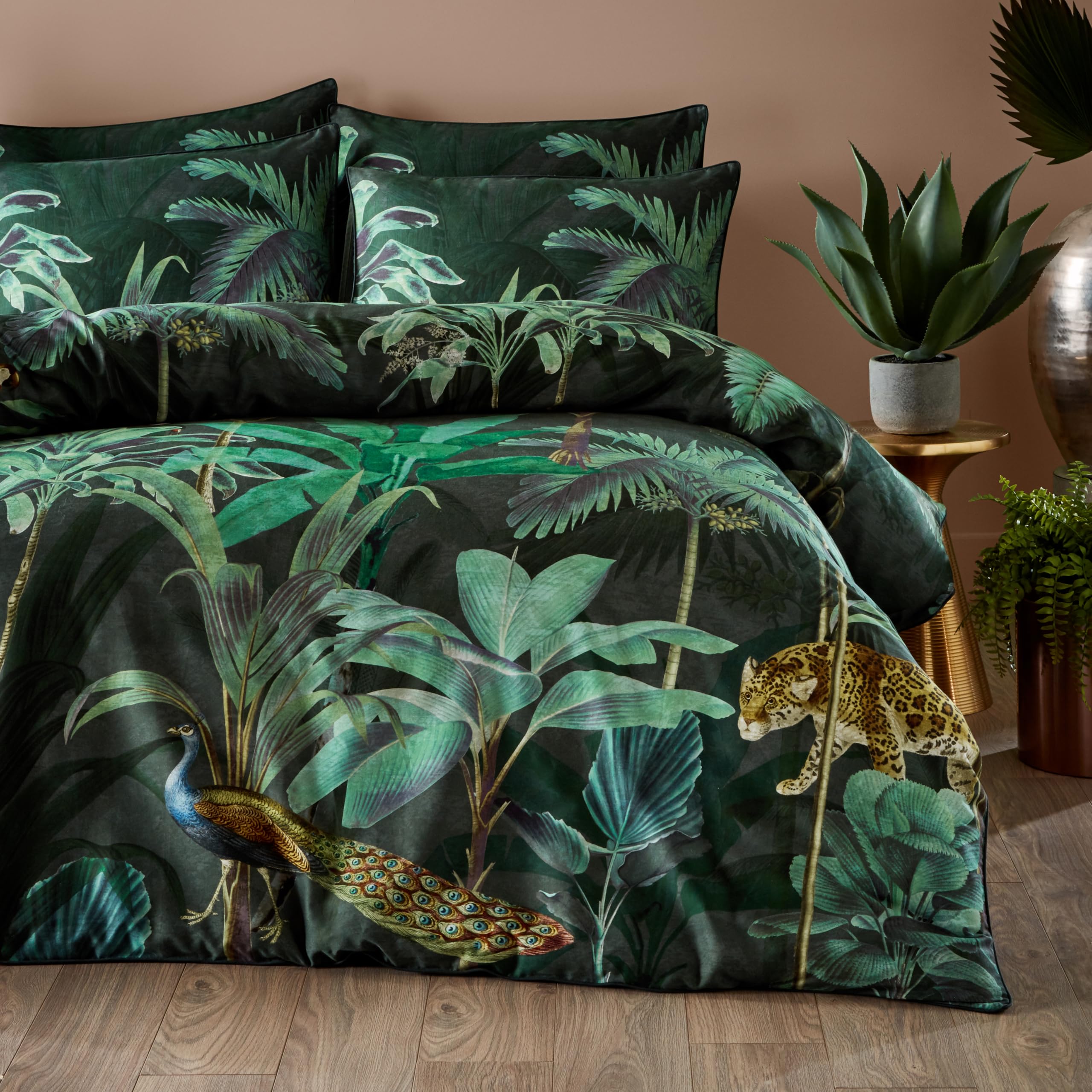 Paoletti Siona Tropical 100% Cotton Duvet Cover Set | Size: Single