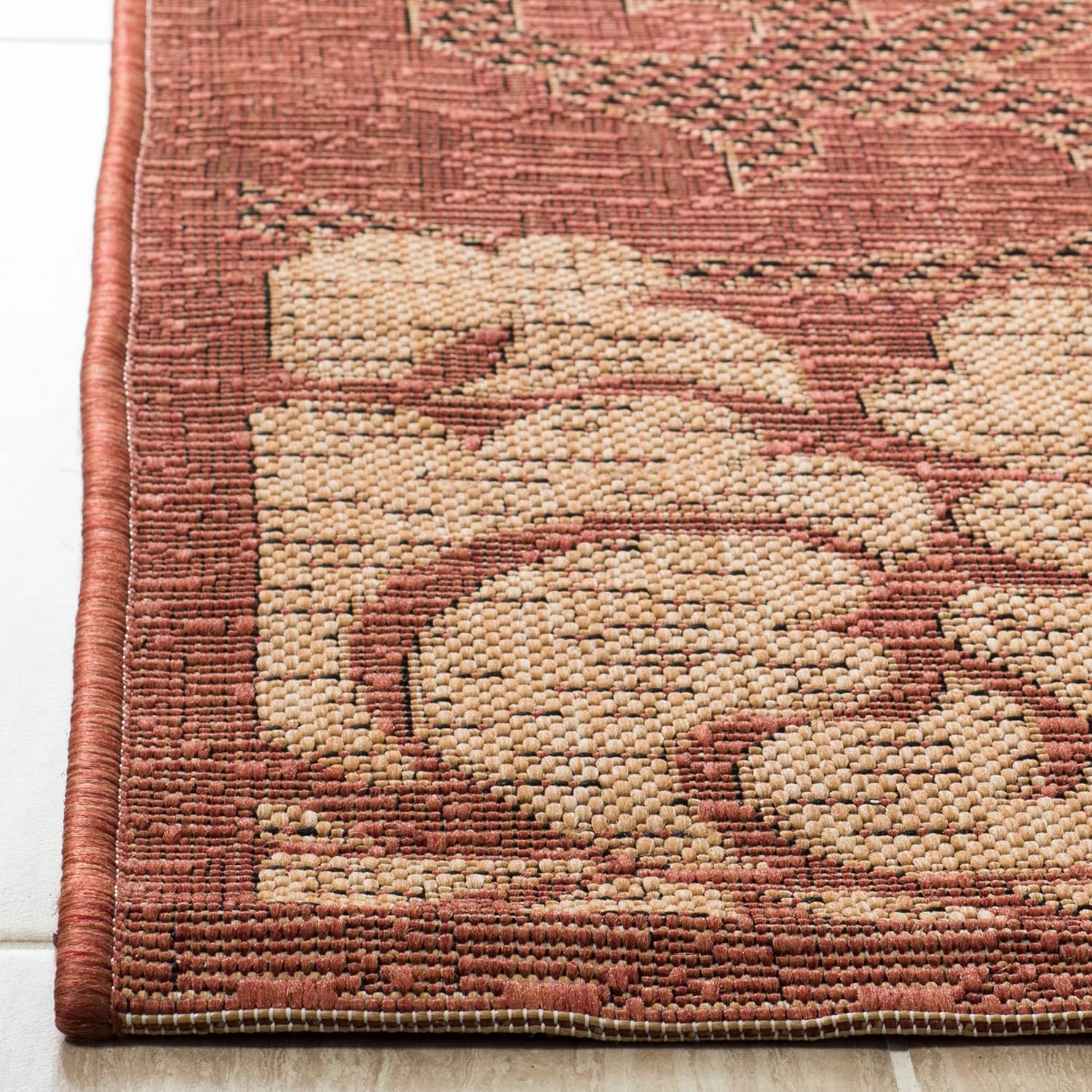 SAFAVIEH Courtyard Collection 2'3" x 6'7" Gold / Natural CY6957 Indoor/ Outdoor Waterproof Easy Cleaning Patio Backyard Mudroom Runner Rug