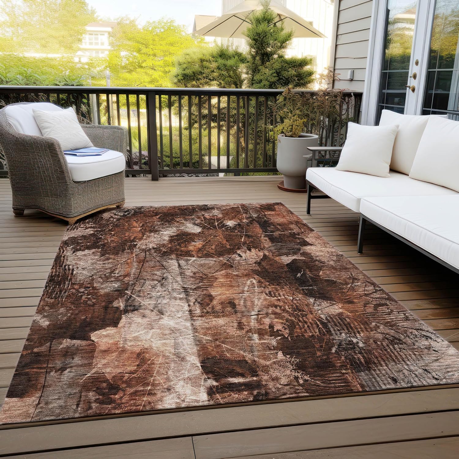 Addison Rugs Chantille ACN560 Orange 3' x 5 Indoor Outdoor Area Rug, Stain Resistant, Machine Washable, Non Shedding, Bedroom, Living Room, Dining Room, Kitchen Rug