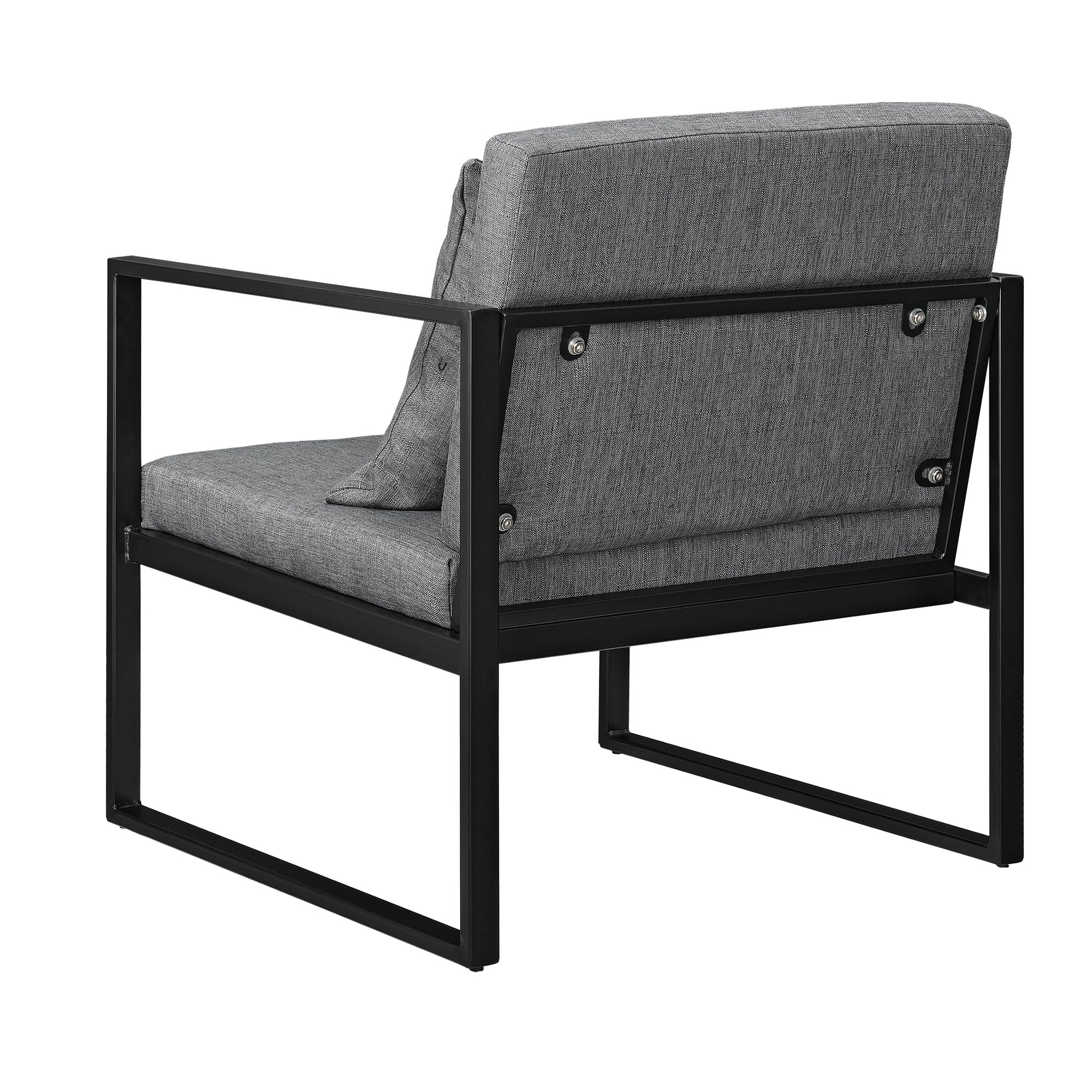 [en.casa] Set di 2 Poltrone da Sala con Telaio Quadrato in Ferro Schienale e Sedile Imbottiti Rivestimento in Tessuto Sedie con Cuscino e Braccioli per Soggiorno - Grigio Scuro