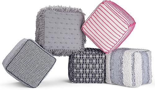 Miniatura 56 de SIMPLIHOME Grady Puf cuadrado contemporáneo en tono tierra marrón tejido a mano para la sala de estar, el dormitorio y la habitación de los niños