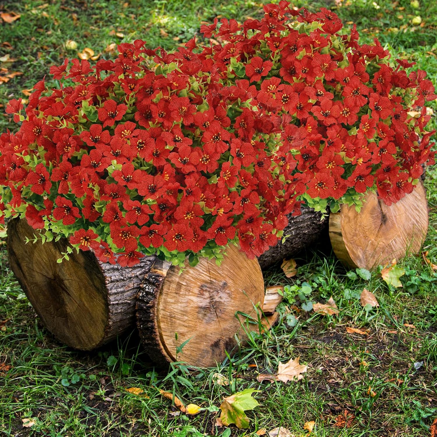 24 Bundles Artificial Flowers for Outdoor, Fake Plastic Plants for Spring Summer Decoration, UV Resistant&No Fade Hanging Faux Flower for Indoor Outside Garden Porch Yard Farmhouse