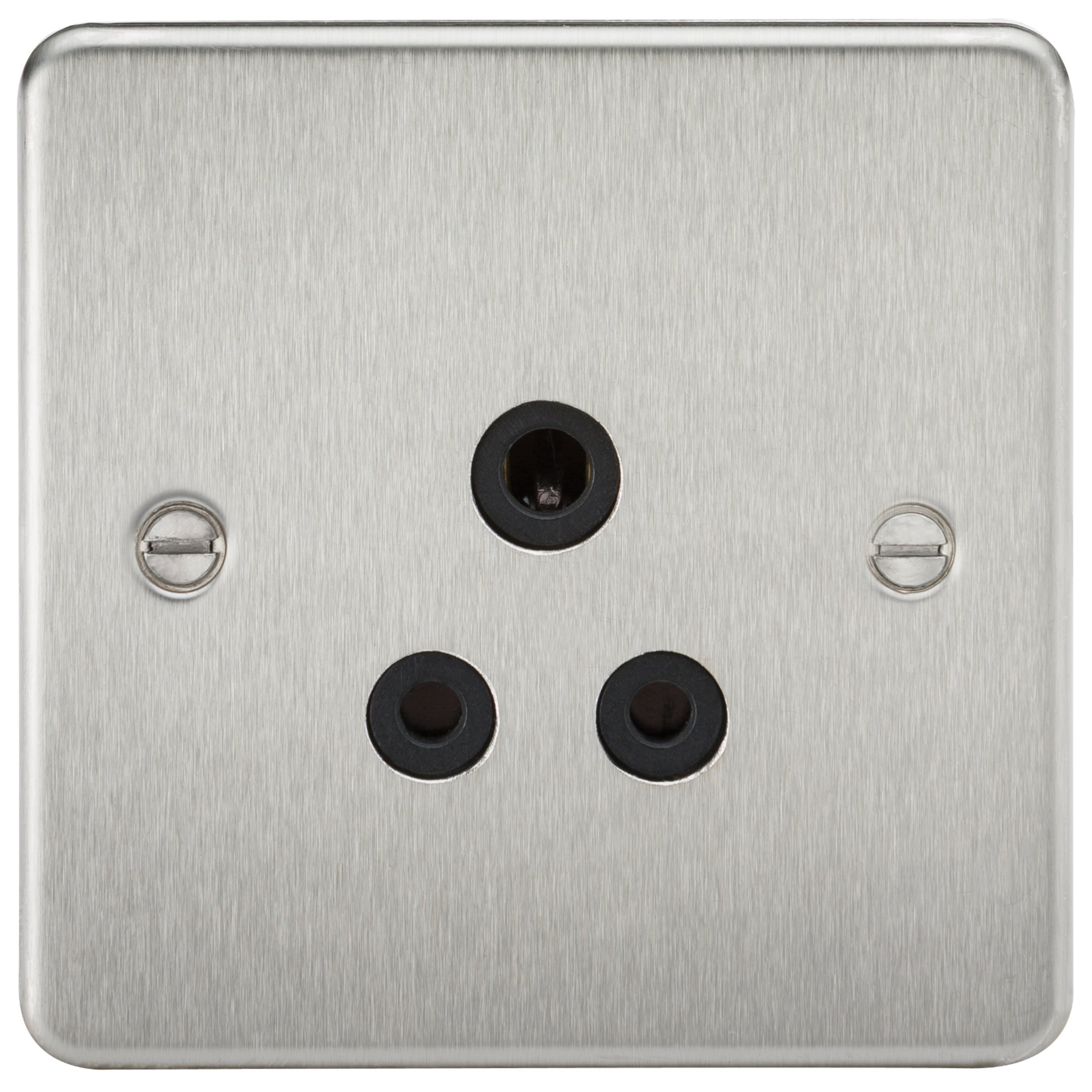 Knightsbridge FP5ABC FP5A FPAV5ABC Flat Plate 5A Unswitched Socket-Brushed Chrome, 230 V, Black Insert
