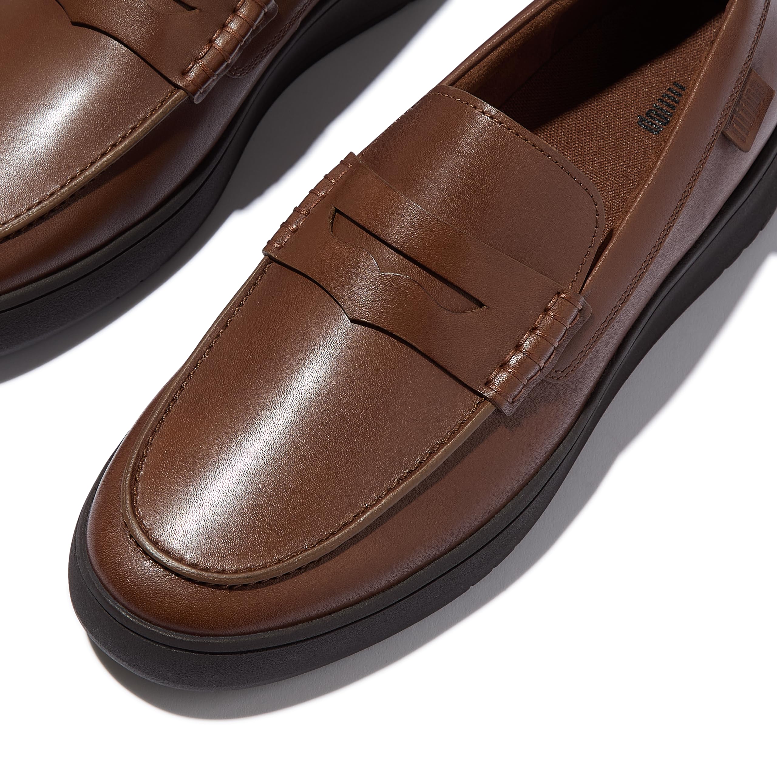 Fitflop Męskie mokasyny Rally Leather Penny, Czekolada, 47 EU